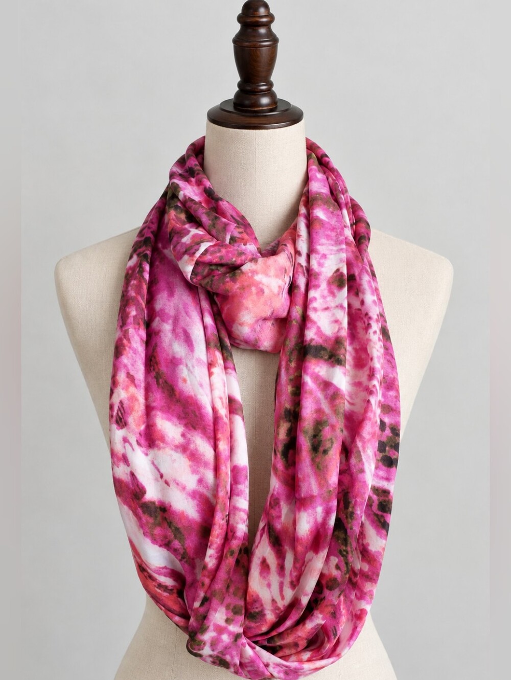 Pink Tie-Dye Infinity Scarf - Unbranded